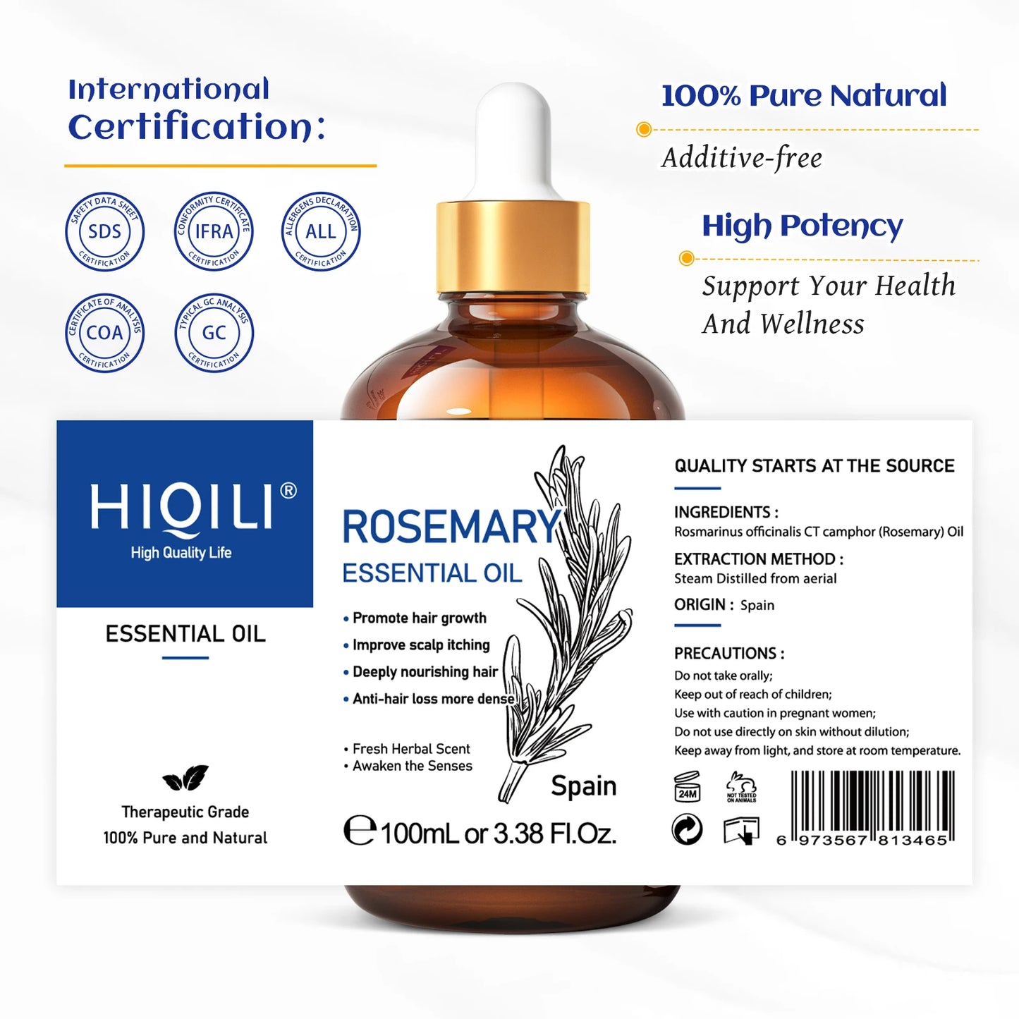 HIQILI Rosemary Jasmine Lavender Mint Essential Oils for Hair Care, increasing luster, Massage, Skin Care, Diffuser, Humidifier - Louie's Joint 