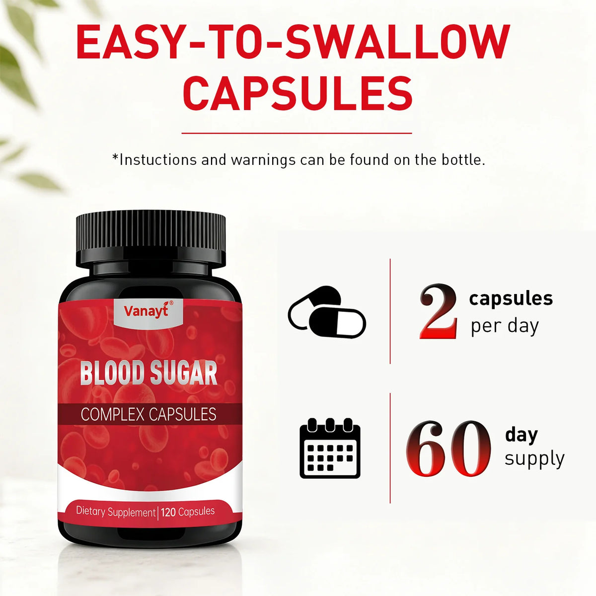 Blood Sugar Capsules Daily Wellness Supplements with Cinnamon & Alpha Lipoic Acid Ingredient Metabolic Balance Support 120 Count