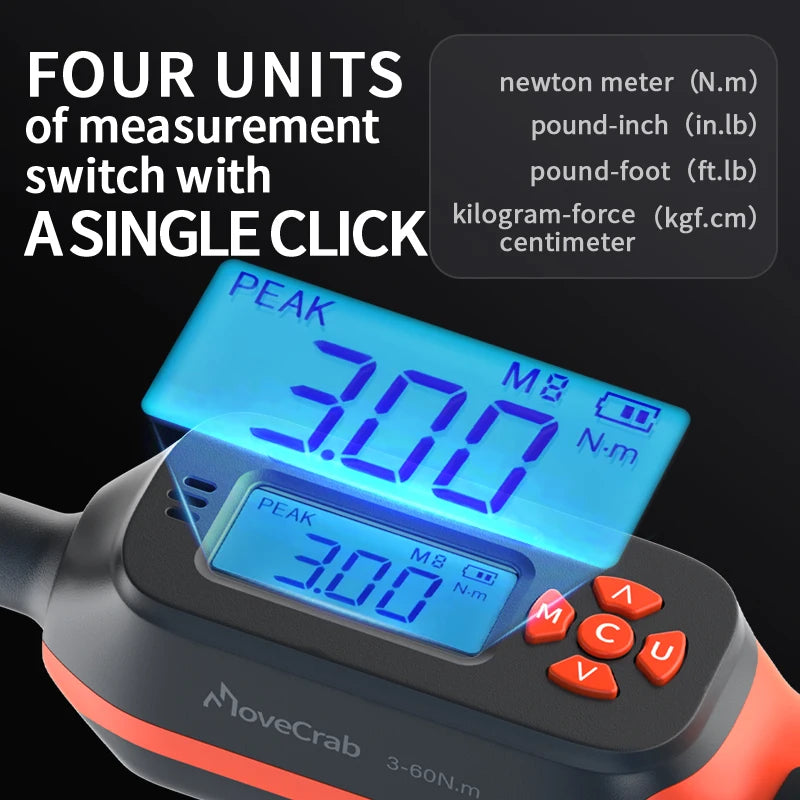 MoveCrab Digital Torque Wrench 1 To 340 Nm Preset Alerts