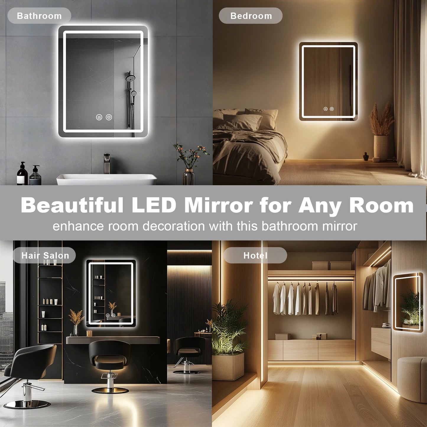 Mygiivovo LED Backlit Fogless Bathroom Vanity Mirror