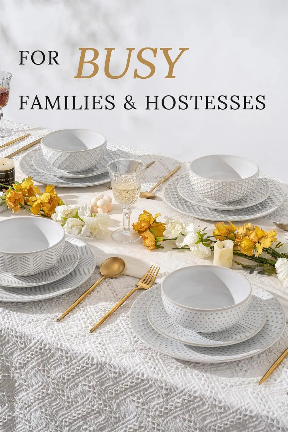 Embossed Microwave And Dishwasher Safe Dinnerware Set