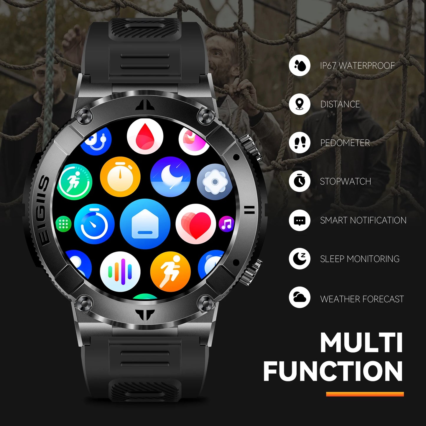 LaNikar Smartwatch Men TFT Display Bluetooth Call Blood Pressure Fitness