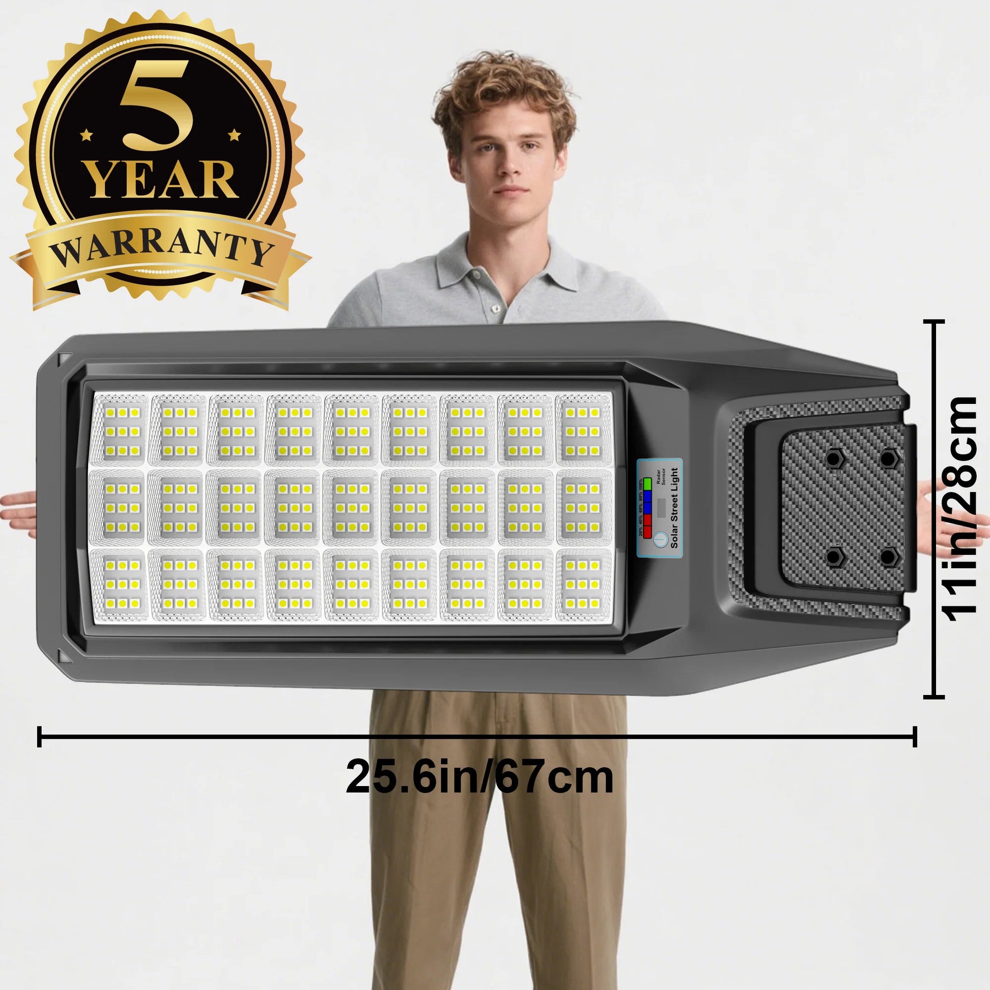 Outdoor waterproof solar light with motion sensor, timer, constant bright mode, dusk-to-dawn, for yard, parking lot, IP65 - Louie's Joint 