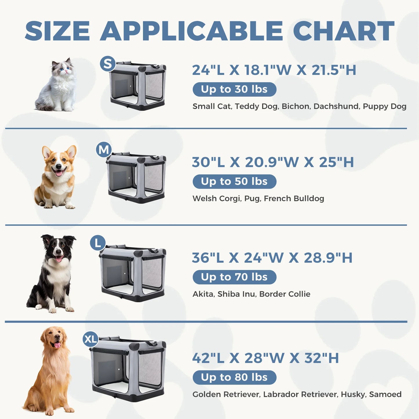 JHK 600D Oxford Fabric Foldable Soft Dog Crate Portable Pet Kennel with 3 Doors Use for Small to Extra Large Dogs Indoor - Louie's Joint 