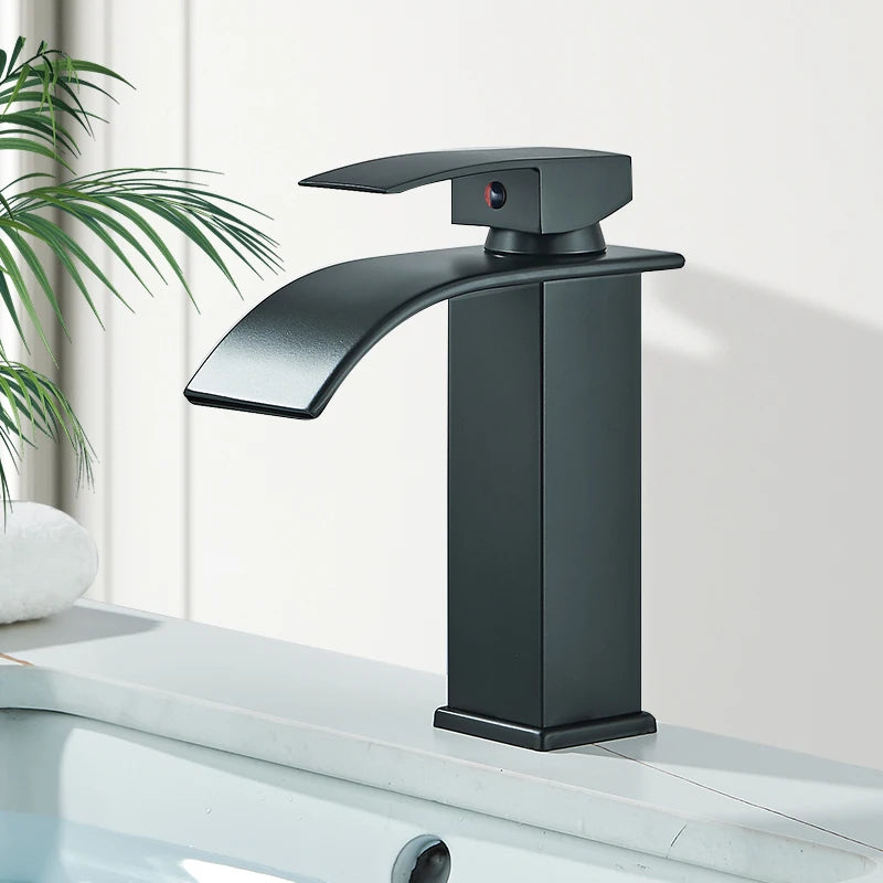 Rozin Brass Basin Faucet Deck Mounted Single Lever Waterfall Tap