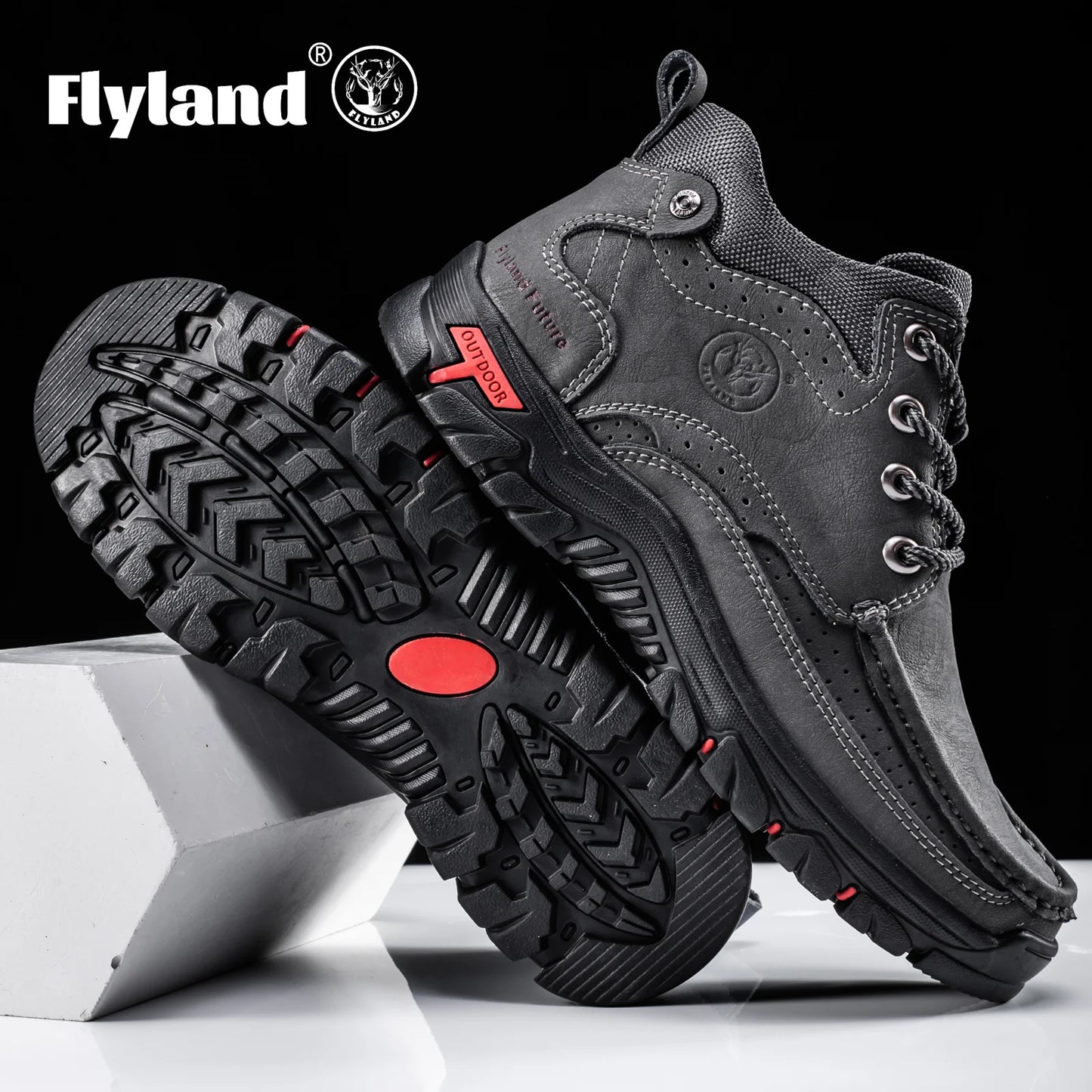 FLYLAND Men'S Fashion Vintage Classical Genuine Faux Leather Handmade Chukka Boots Daily Casual Work Office Shoes