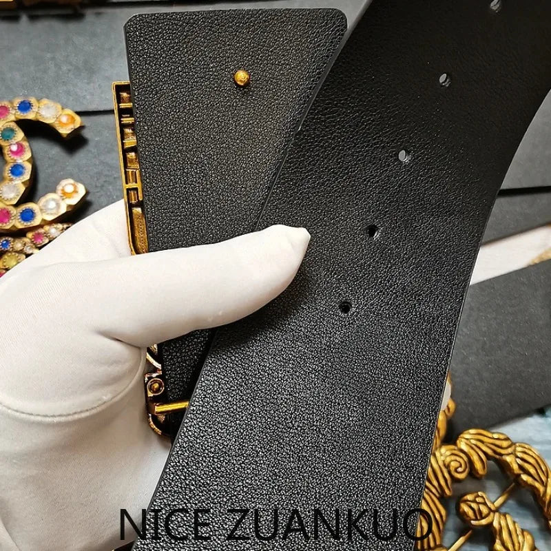 Women's Leather Belt, A Luxurious Italian Brand Women's Belt, Suitable for Pairing with Jeans, Can Also Be Matched with Skirts. This Fashionable Wide Belt Is A Slimming and Versatile Style. New Summer 2026 Model.