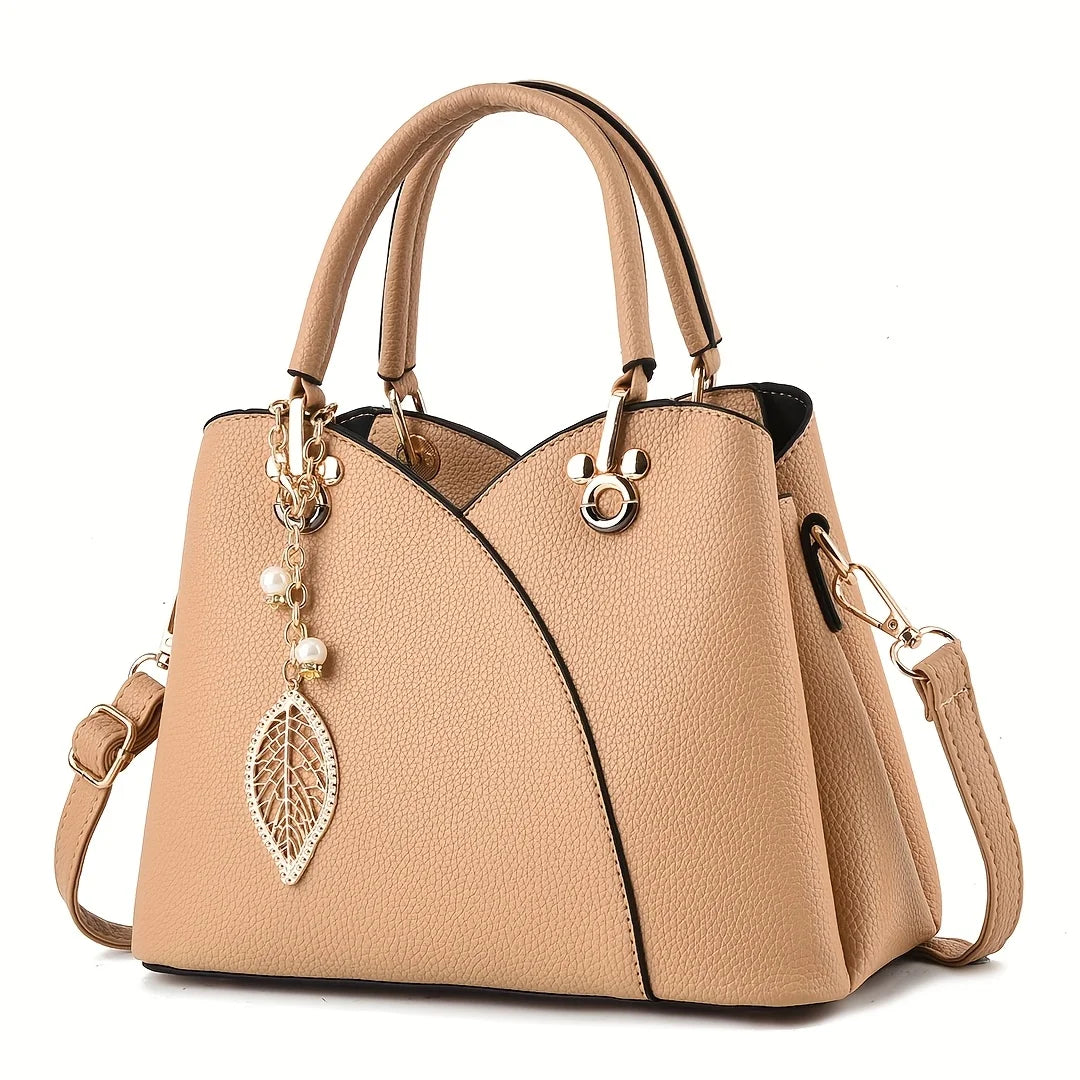 Lychee Pattern PU Leather Handbag For Women Daily Use