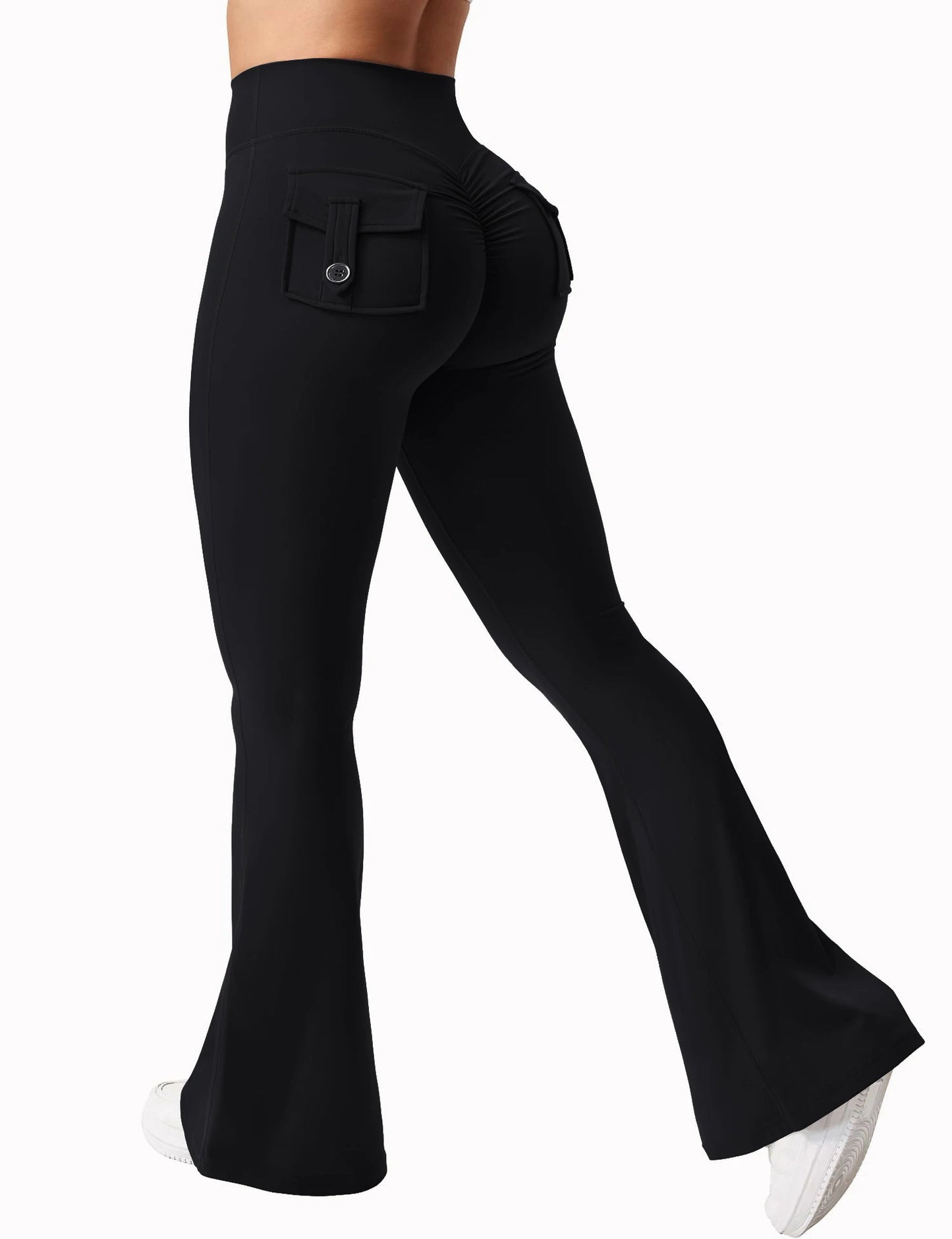 Women's Yoga Flare Trousers High Waist Wide Leg Pockets