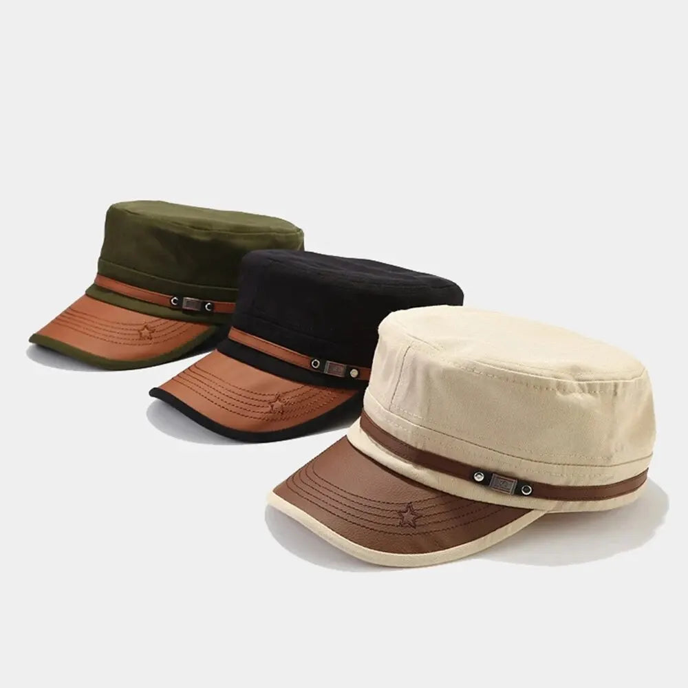 Casual Cadet Hat Man Flat Top Caps Fashion Cotton Visor Hats Summer Autumn Vintage Army Hats Adult Dad Hat Unisex 2026 Cap - Louie's Joint 