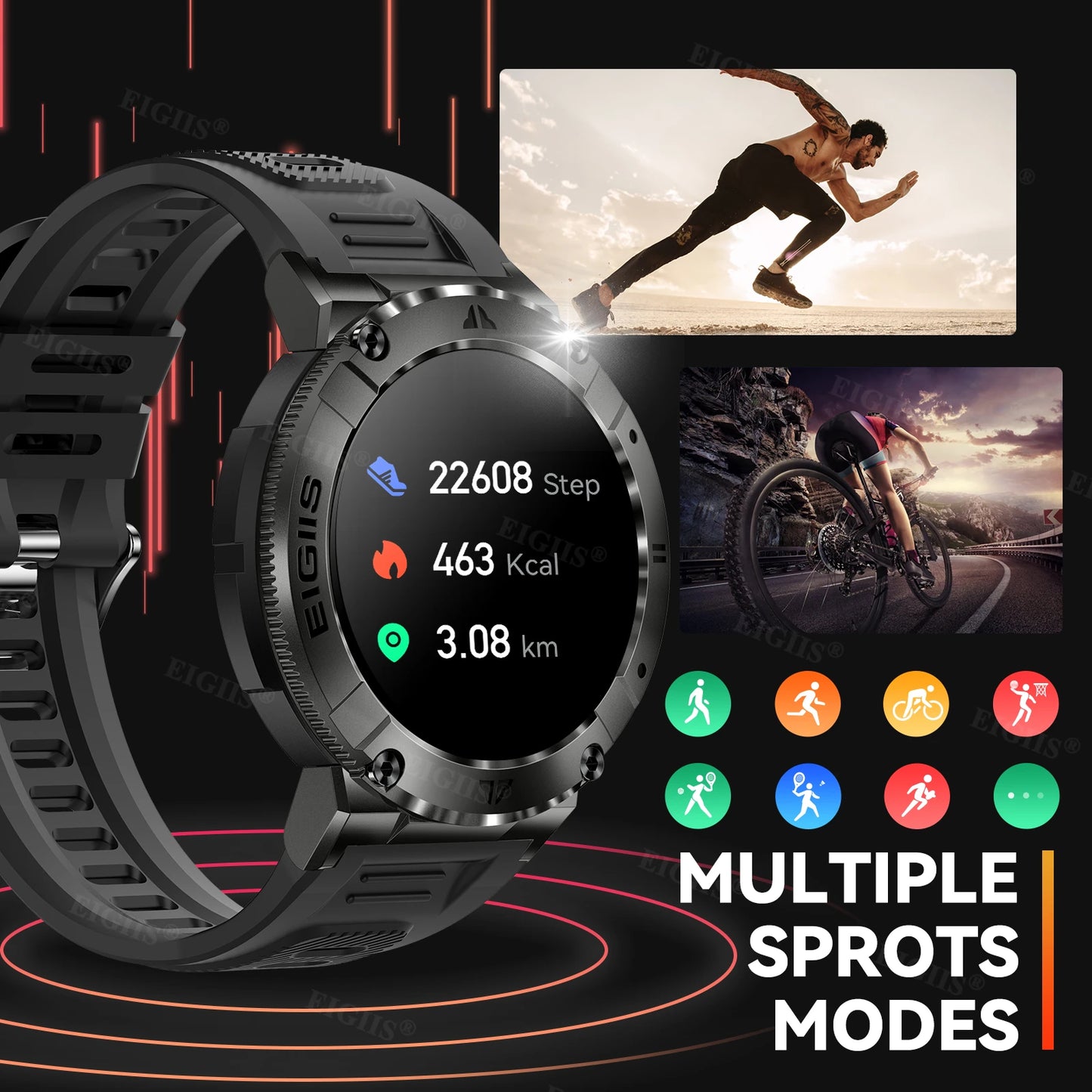 LaNikar Smartwatch Men TFT Display Bluetooth Call Blood Pressure Fitness