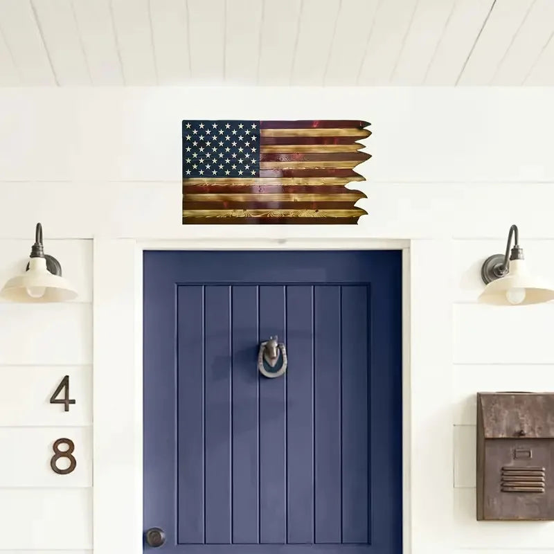 8*15inch American Wavy Flag - Wooden Independence Day Decoration for Home, Restaurant, Bar, Cafe and Garage christmars gifts - Louie's Joint 