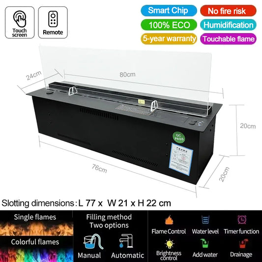 AFLYEVER Intelligent Water Replenishment 3D Atomizing Fireplace