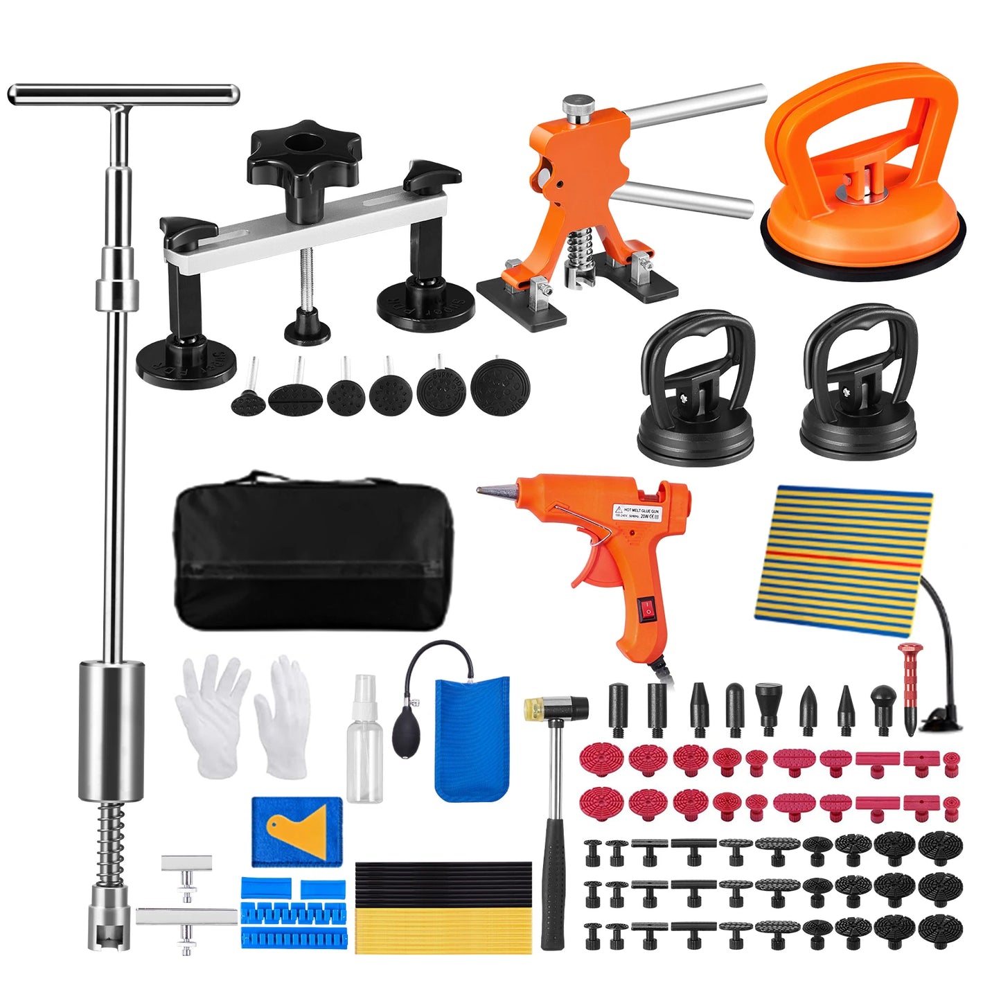 SucceBuy 107 PCS Dent Removal Kit, Paintless Dent Repair Kit Suction Cup Dent Puller for Auto Body Dents, Hail Damage, Door Ding - Louie's Joint 