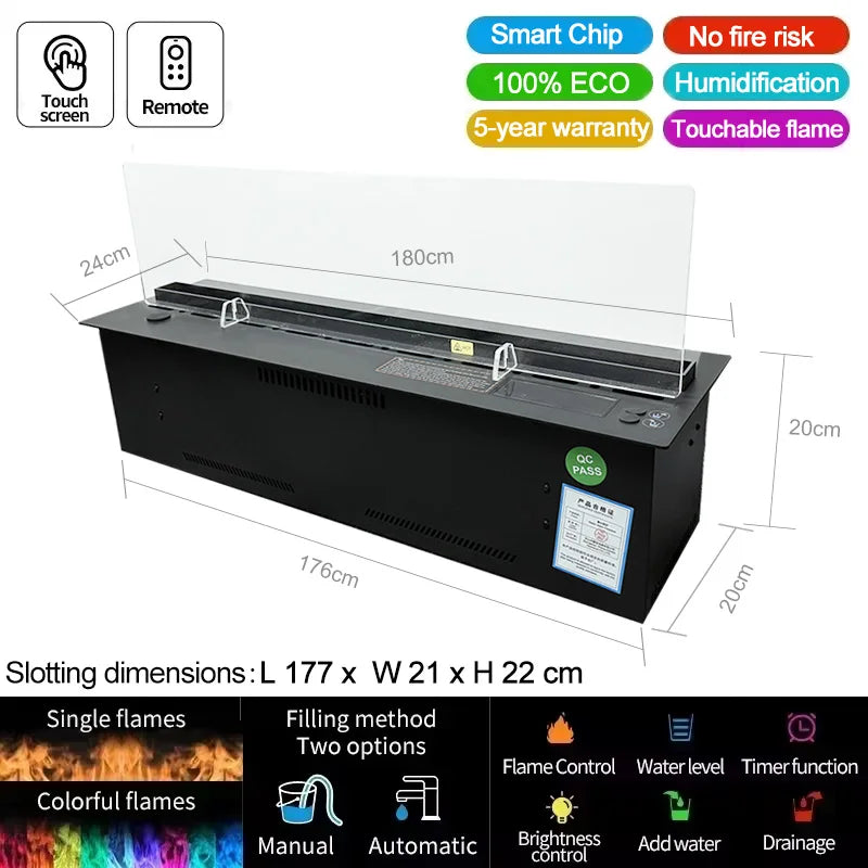 AFLYEVER Intelligent Water Replenishment 3D Atomizing Fireplace