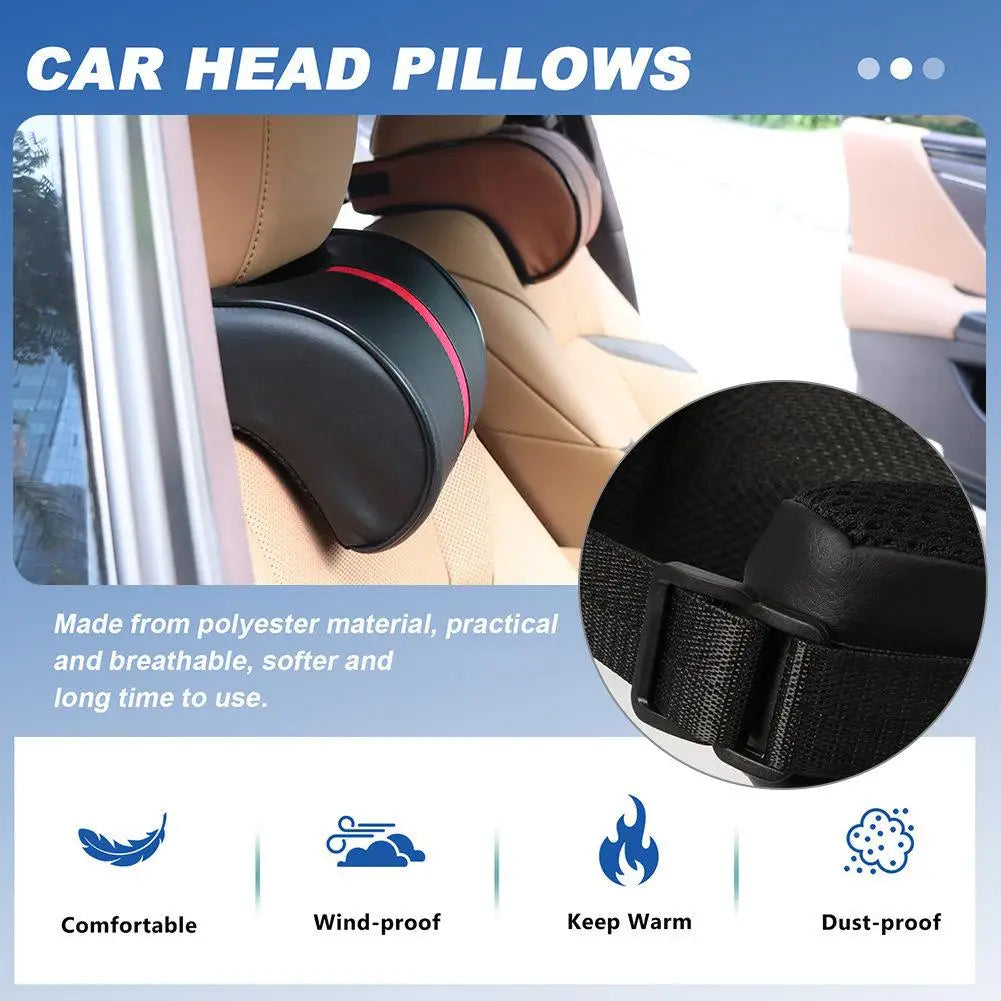 Adjustable Breathable Car Headrest Memory Cotton Car Cushion Leather Neck Pillow Car Waist Pad Automotive Decorative Products - Louie's Joint 
