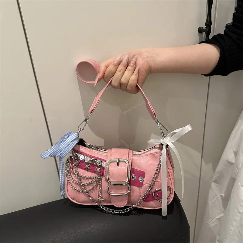Kawaii Cute White Y2K Style Womens Shoulder Bag, Perfect For Street ,For Fancy Party, Best Gifts For Girls - Louie's Joint 