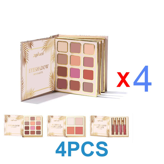 Facial Makeup Kit Eyeshadow Blush Lipstick All in One Face Palette Foldable Travel Makeup Set Shimmer Highlighter Glow Palette Cosmetic Gift For Women Girls