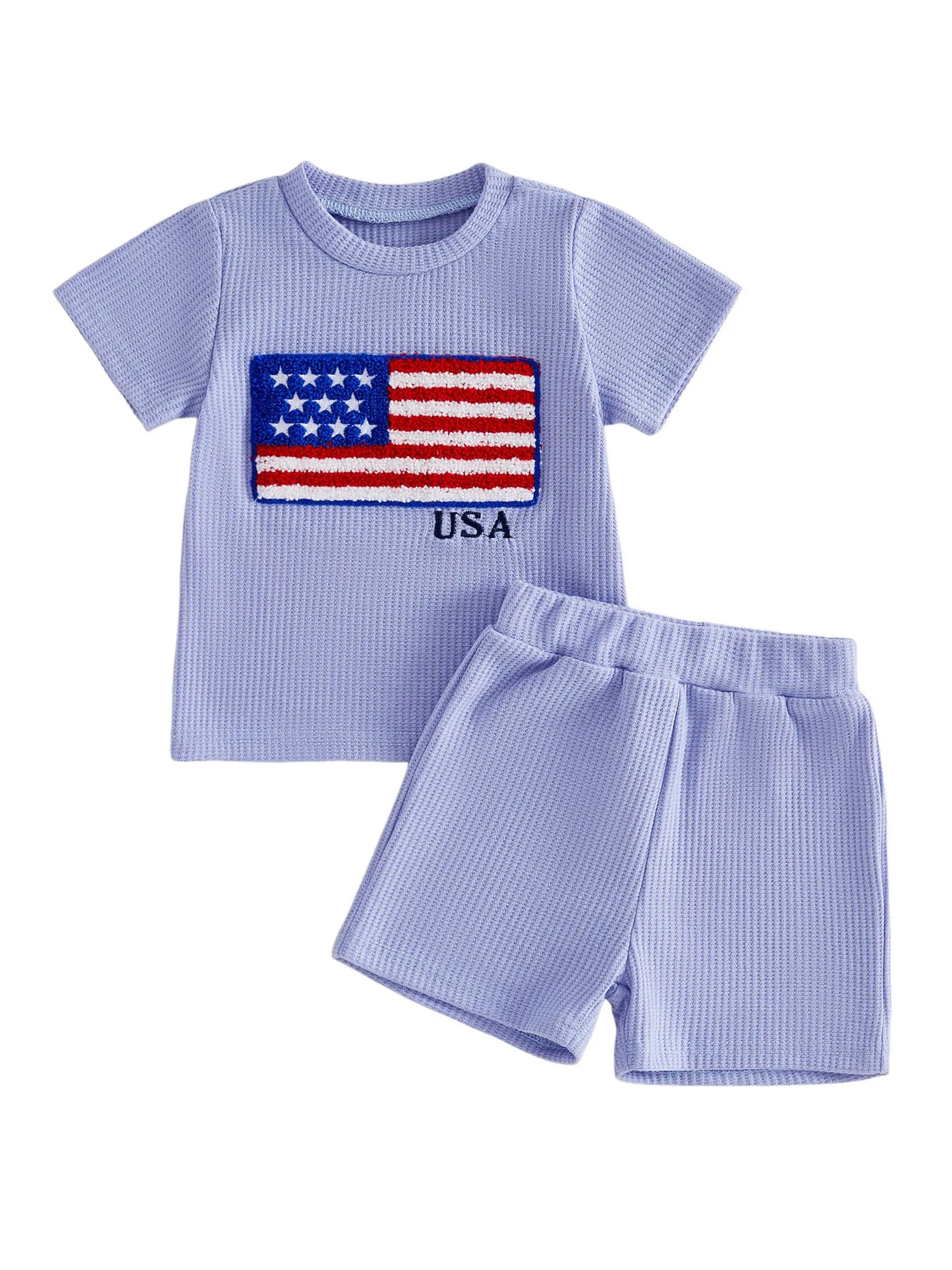 Infant Boy 4th Of July American Flag Embroidered Shirt Set