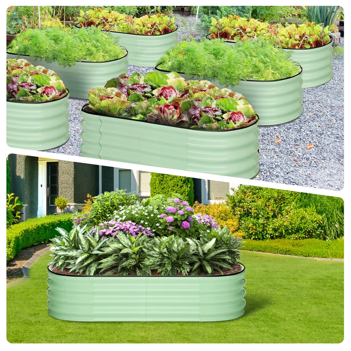 HiMISS 2-Pack Galvanized Steel Raised Oval Bed With Open Base - Louie's Joint 