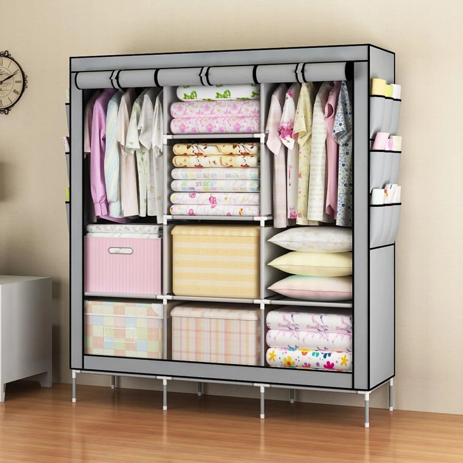 Closet Wardrobe Organizer Storage Rack Portable Clothes Shoe Clothing Shelf Dustproof Non-woven Fabric Quick and Easy to Assembl - Louie's Joint 