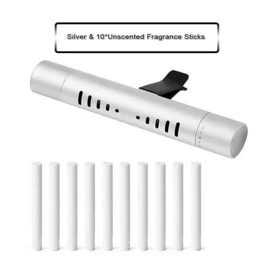 Car Fragrance Custom Vent Clip Cylindrical Essential Oil Car Diffuser Vent Clip with 10 Refill Sticks for Auto Office Kitchen