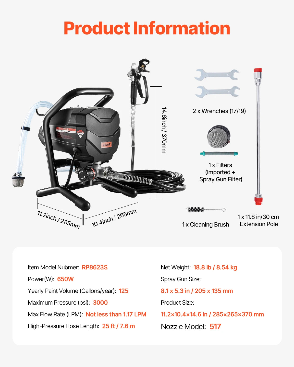 SucceBuy Stand Airless Paint Sprayer, 650W High Efficiency Airless Sprayer, 3000PSI Electric Paint Sprayer Machine Extension Rod - Louie's Joint 
