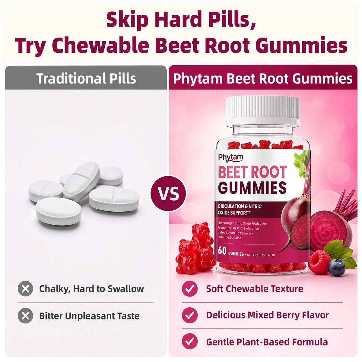 Beetroot Supplement, Antioxidant Daily Wellness Support, Plant‑Based Nutritional Supplement for Overall Body Health