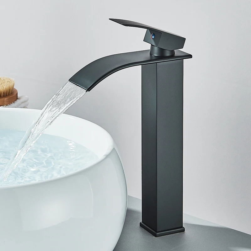 Rozin Brass Basin Faucet Deck Mounted Single Lever Waterfall Tap
