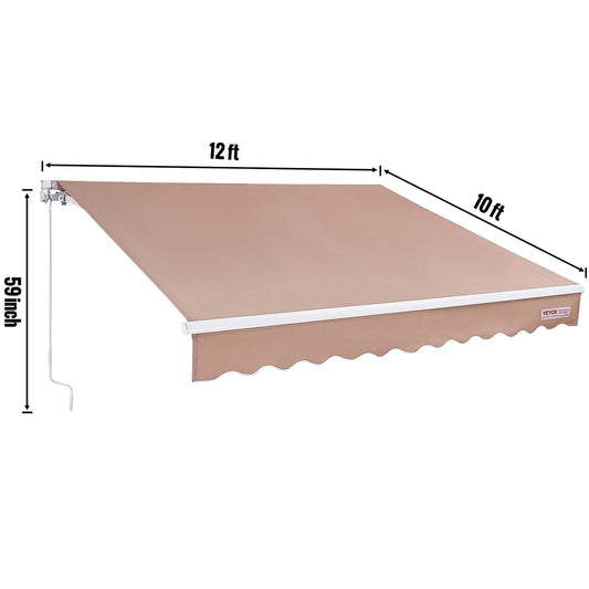 SucceBuy Manual Retractable Awning Outdoor Awning Retractable Sun Shade Water-Resistant Polyester Patio Door Window for Backyard - Louie's Joint 