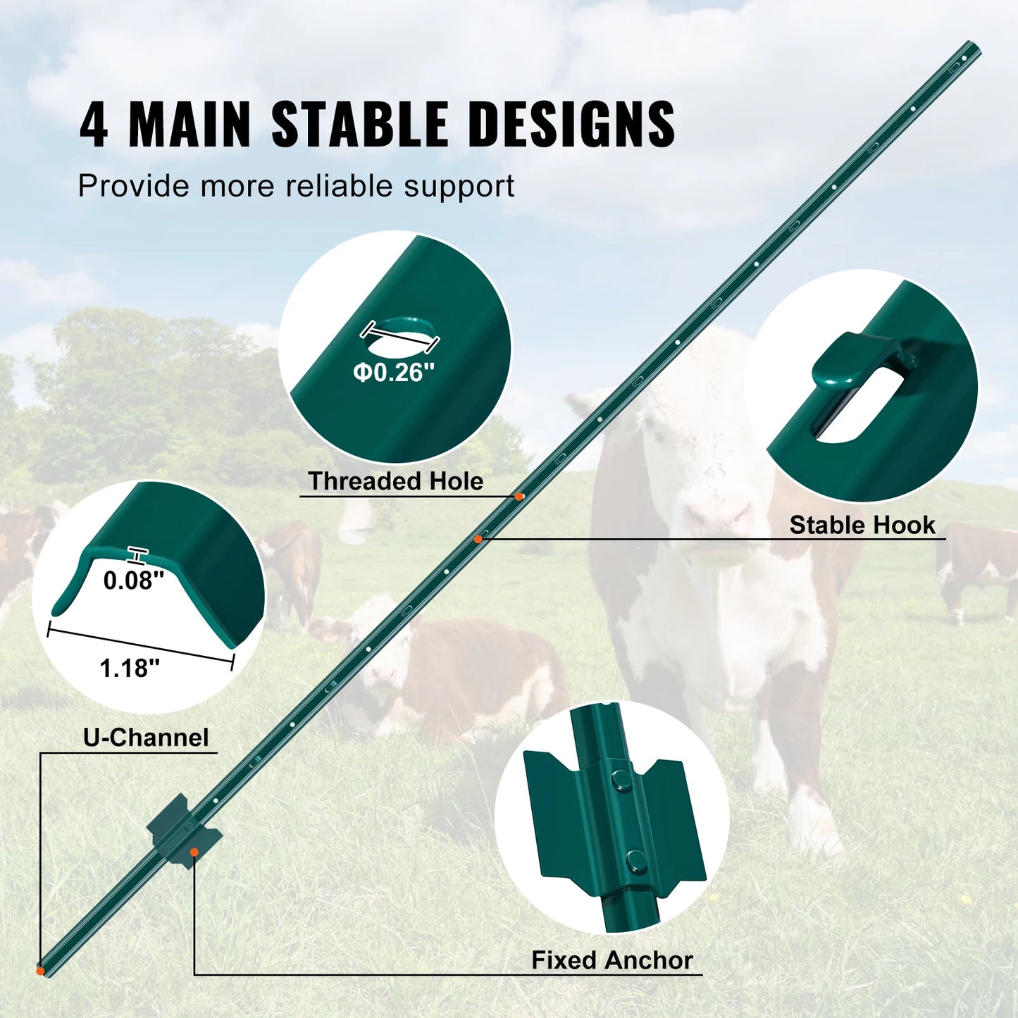 SucceBuy Heavy Duty Fence Post T-Post Steel Stakes For Garden