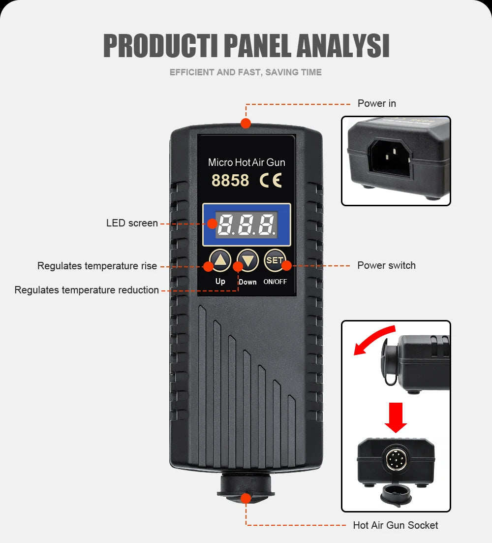 JCD 8858 Micro Hot Air Gun 750W Soldering Rework Station