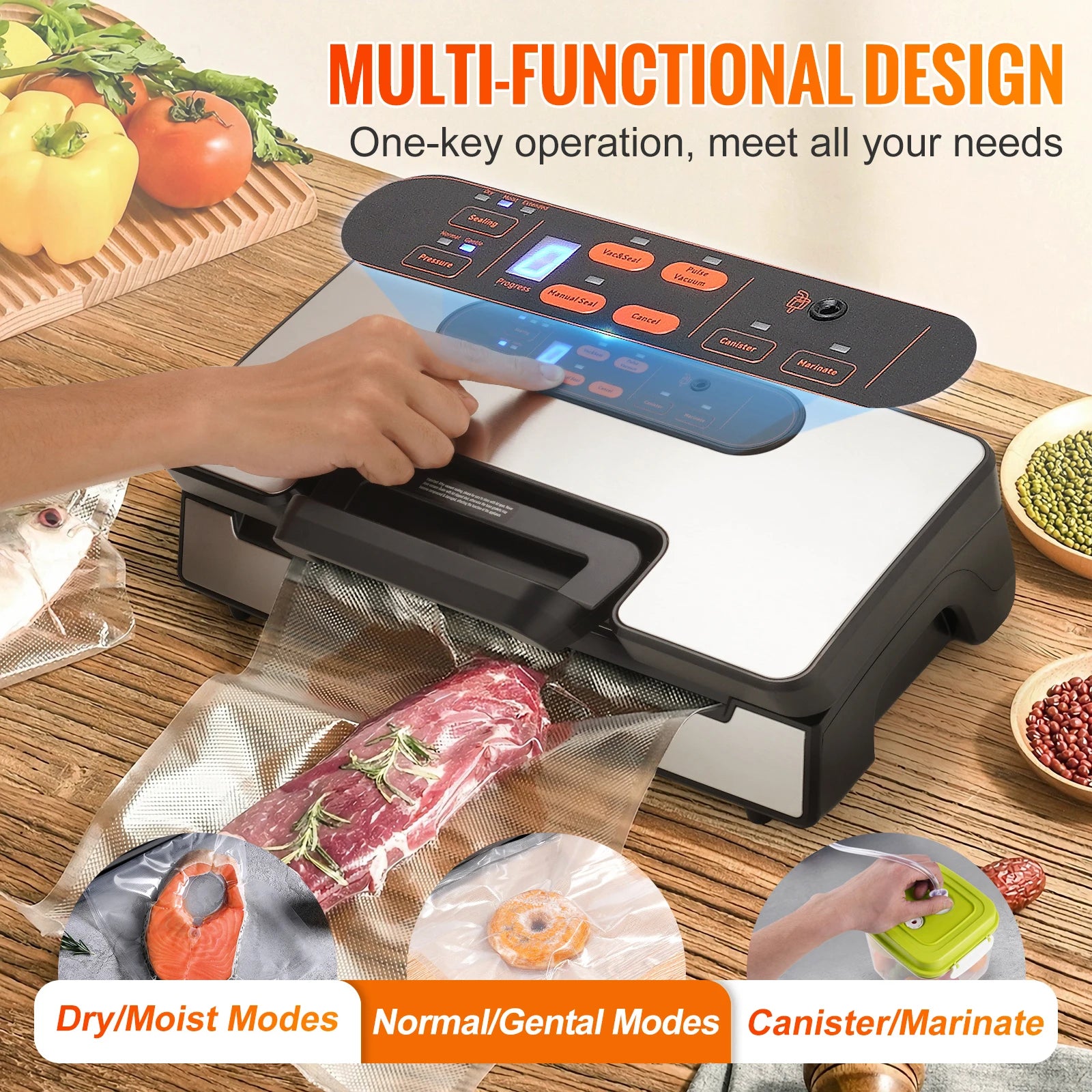 SucceBuy 90Kpa 130W Vacuum Sealer Food Packaging Machine with Free 10pcs Vacuum bags for Household Kitchen Vacuum Food Sealing - Louie's Joint 