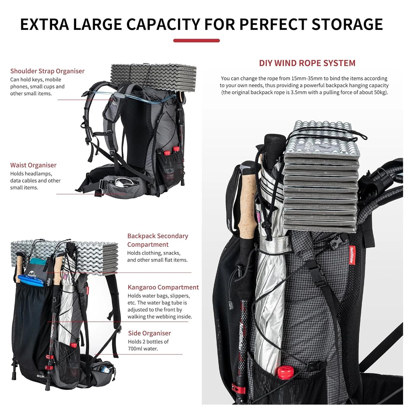 Naturehike Rock Outdoor Backpack With Rain Cover For Hiking - Louie's Joint 