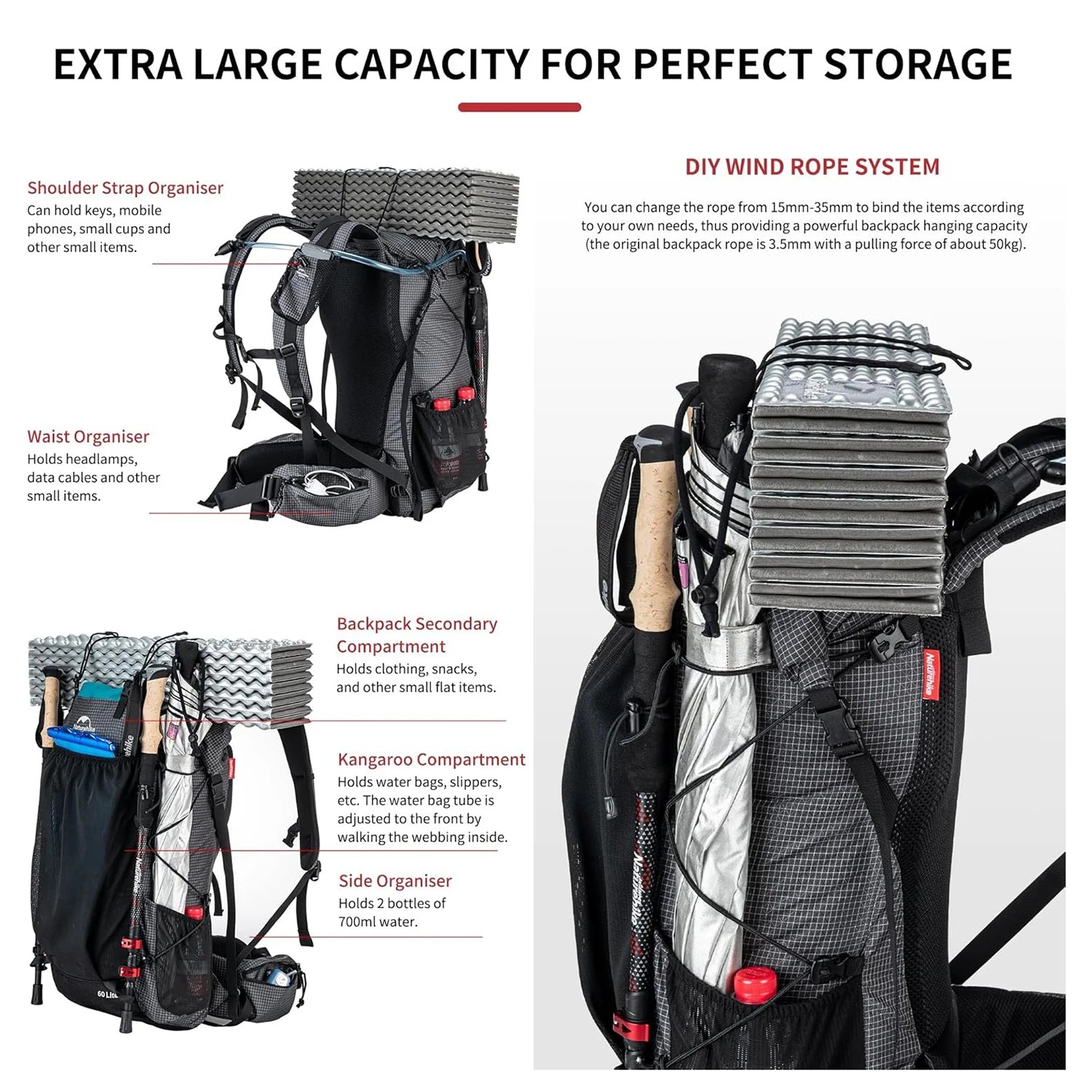 Naturehike Rock Outdoor Backpack With Rain Cover For Hiking - Louie's Joint 