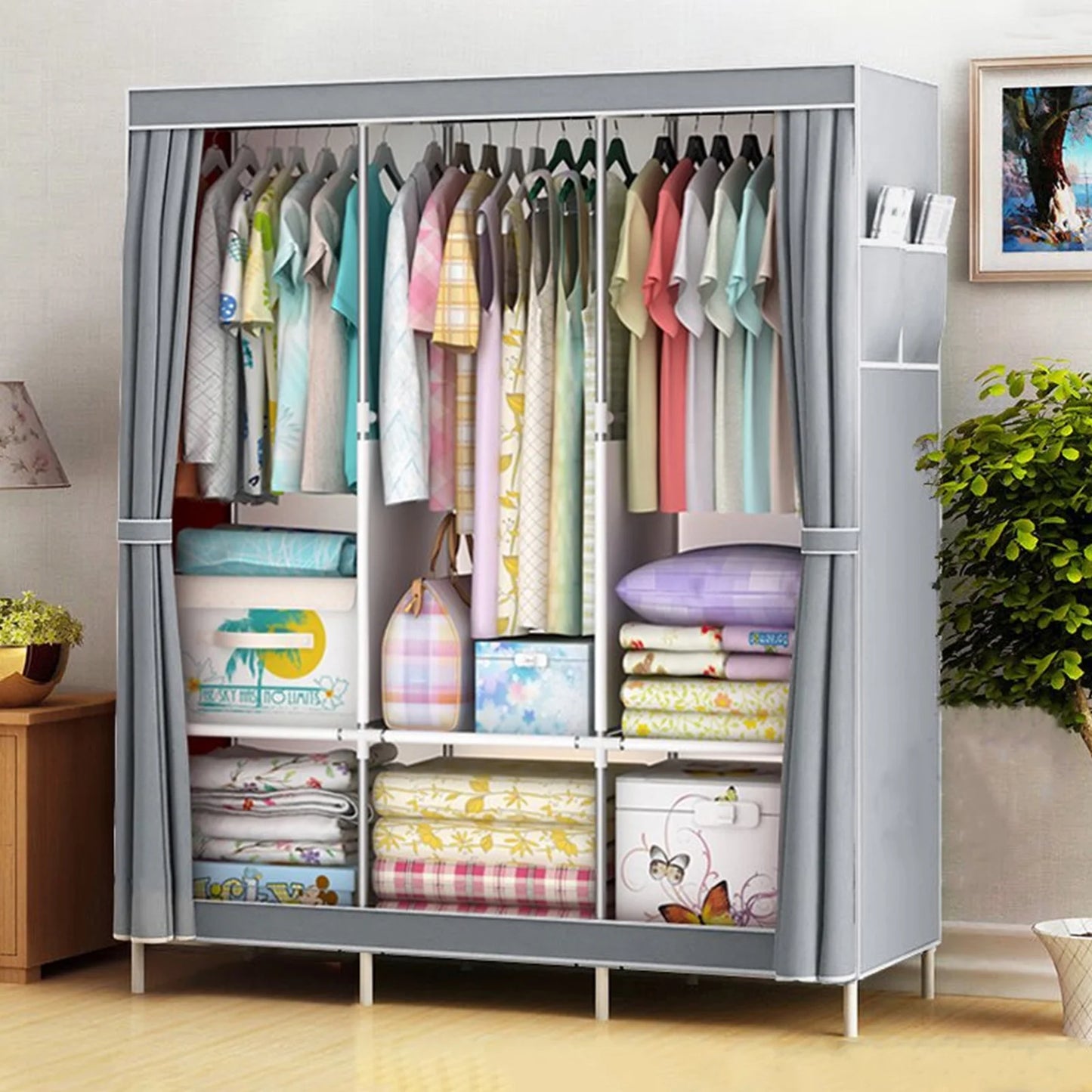 Closet Wardrobe Organizer Storage Rack Portable Clothes Shoe Clothing Shelf Dustproof Non-woven Fabric Quick and Easy to Assembl - Louie's Joint 