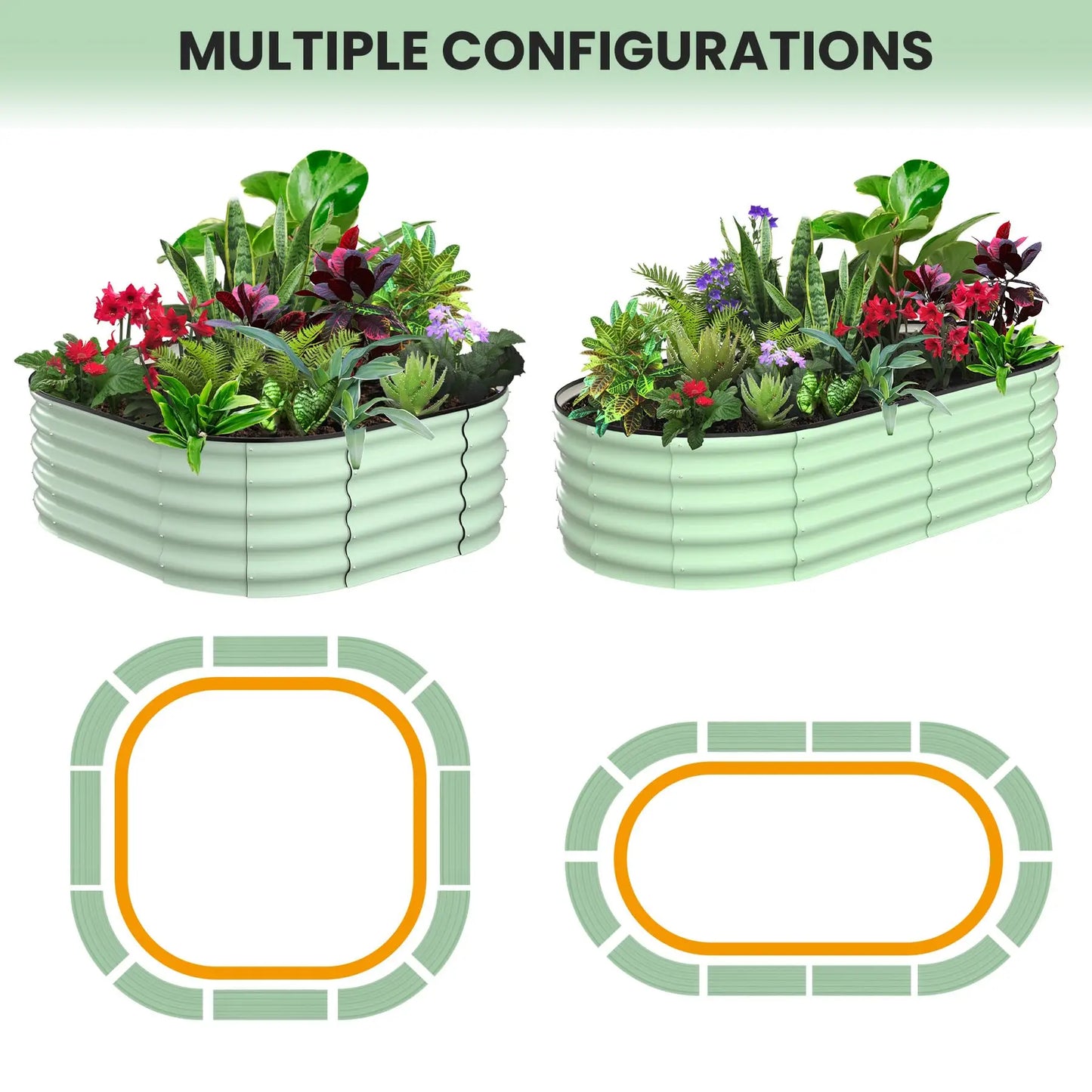 HiMISS 2-Pack Galvanized Steel Raised Oval Bed With Open Base - Louie's Joint 