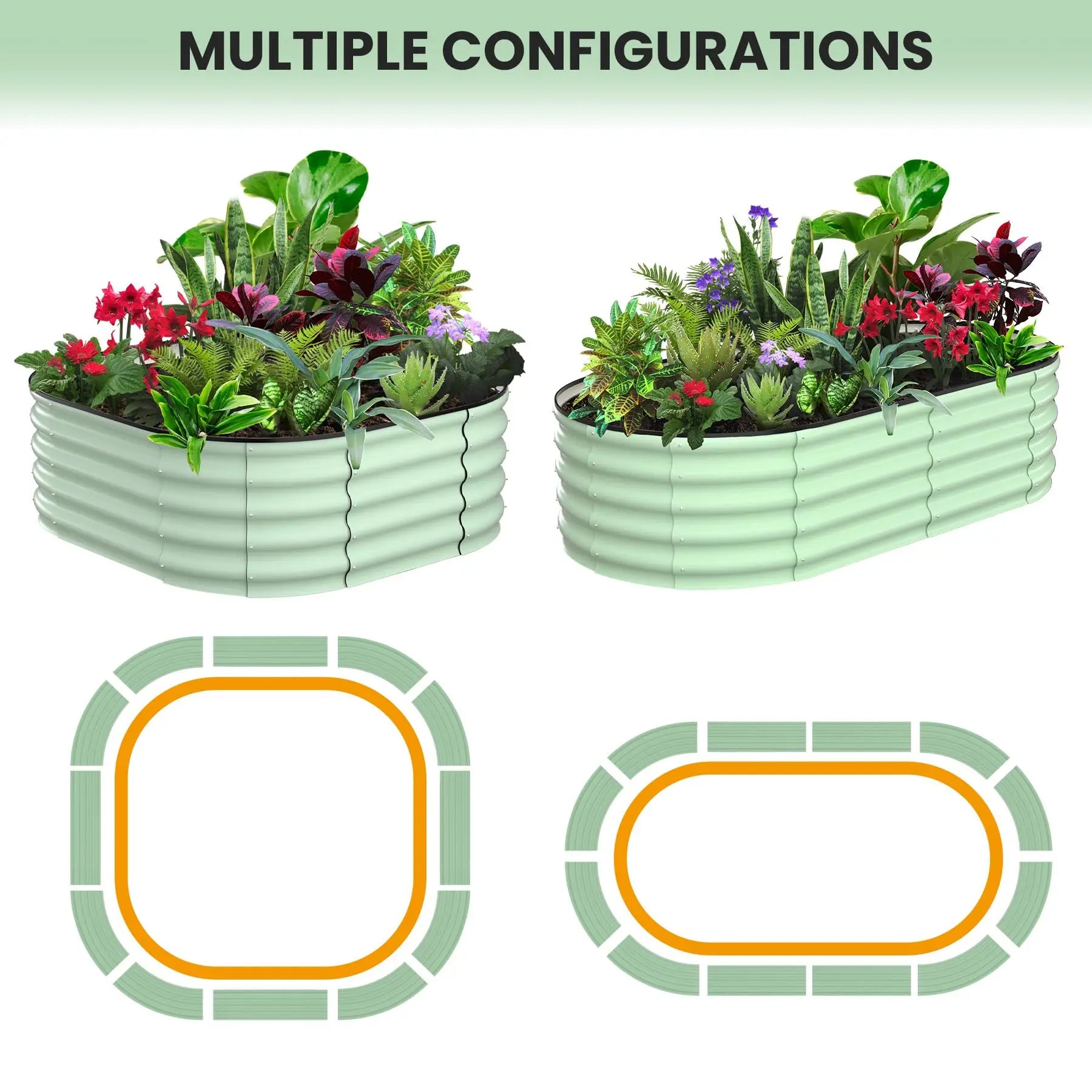 HiMISS 2-Pack Galvanized Steel Raised Oval Bed With Open Base - Louie's Joint 