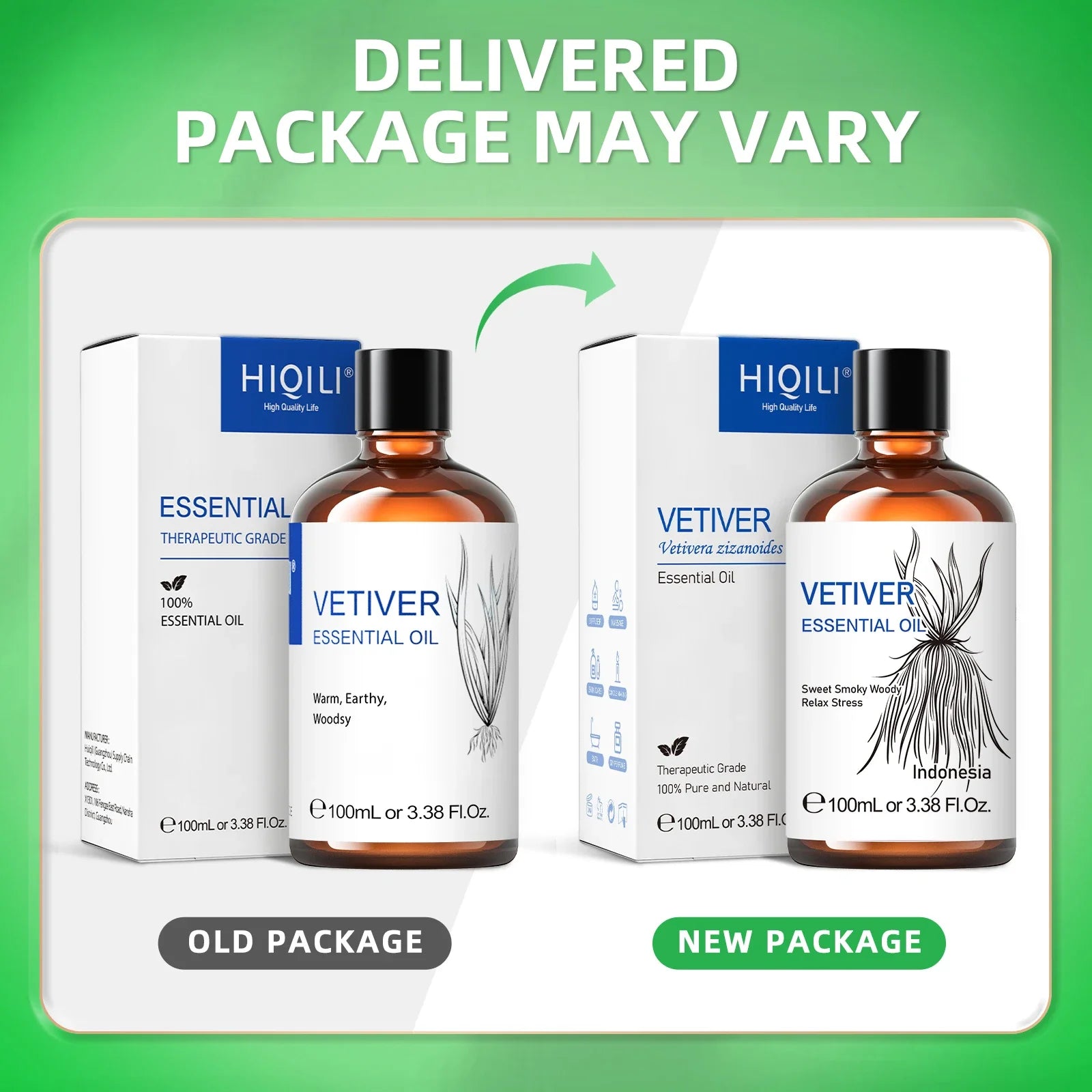 HIQILI 100ML Vetiver Essential Oils,100% Pure Nature for Aromatherapy, Diffuser, Humidifier,Massage, Relieving Stress, Hair Care - Louie's Joint 