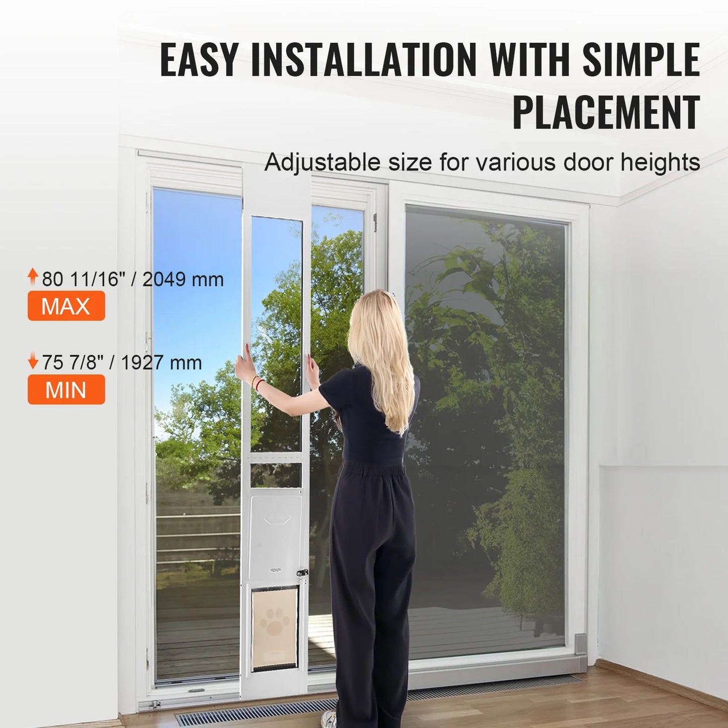 Dog Door Sliding Glass With Adjustable Height Aluminum Frame Tempered Glass