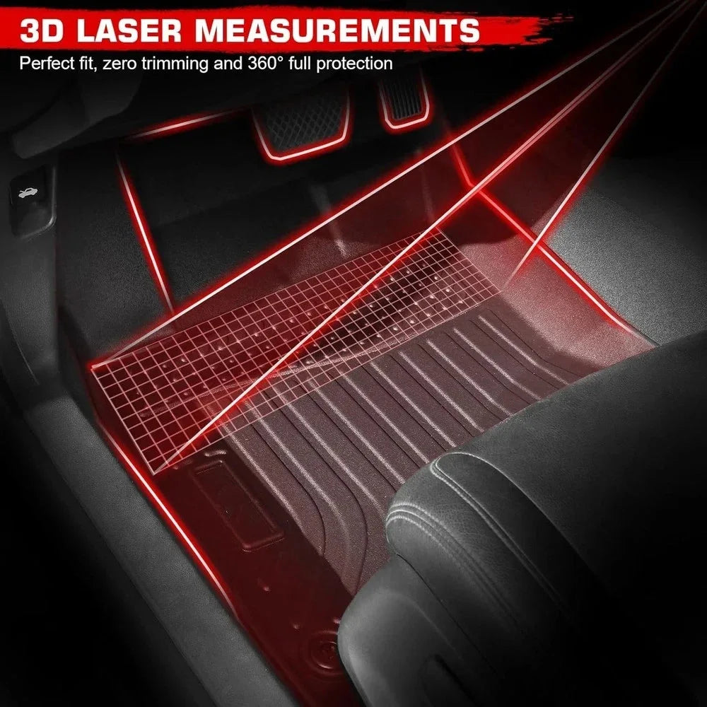 3PCS All Weather Rubber Car Floor Mats For Accord 8th Gen 2008-2013 3D Raised Edges Waterproof Non-Slip Heavy Duty Car Mats Flexible Floor Liners