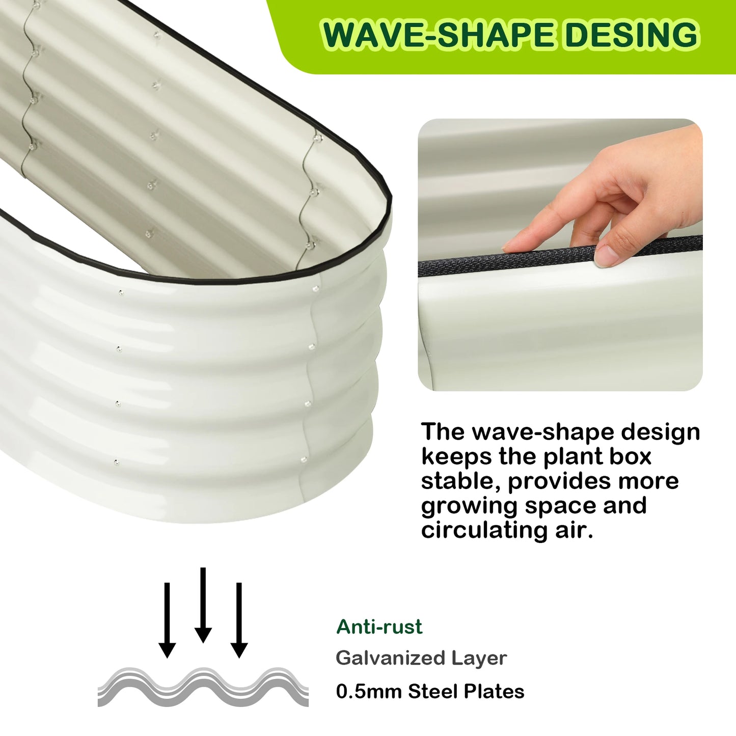 HiMISS Two Piece Oval Raised Garden Bed Galvanized Planter