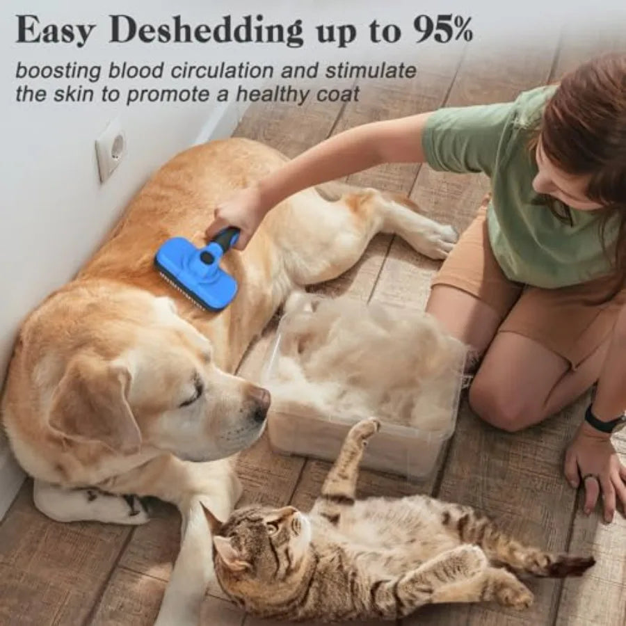Self Cleaning Slicker Brush for Dogs and Cats Deshedding Tool