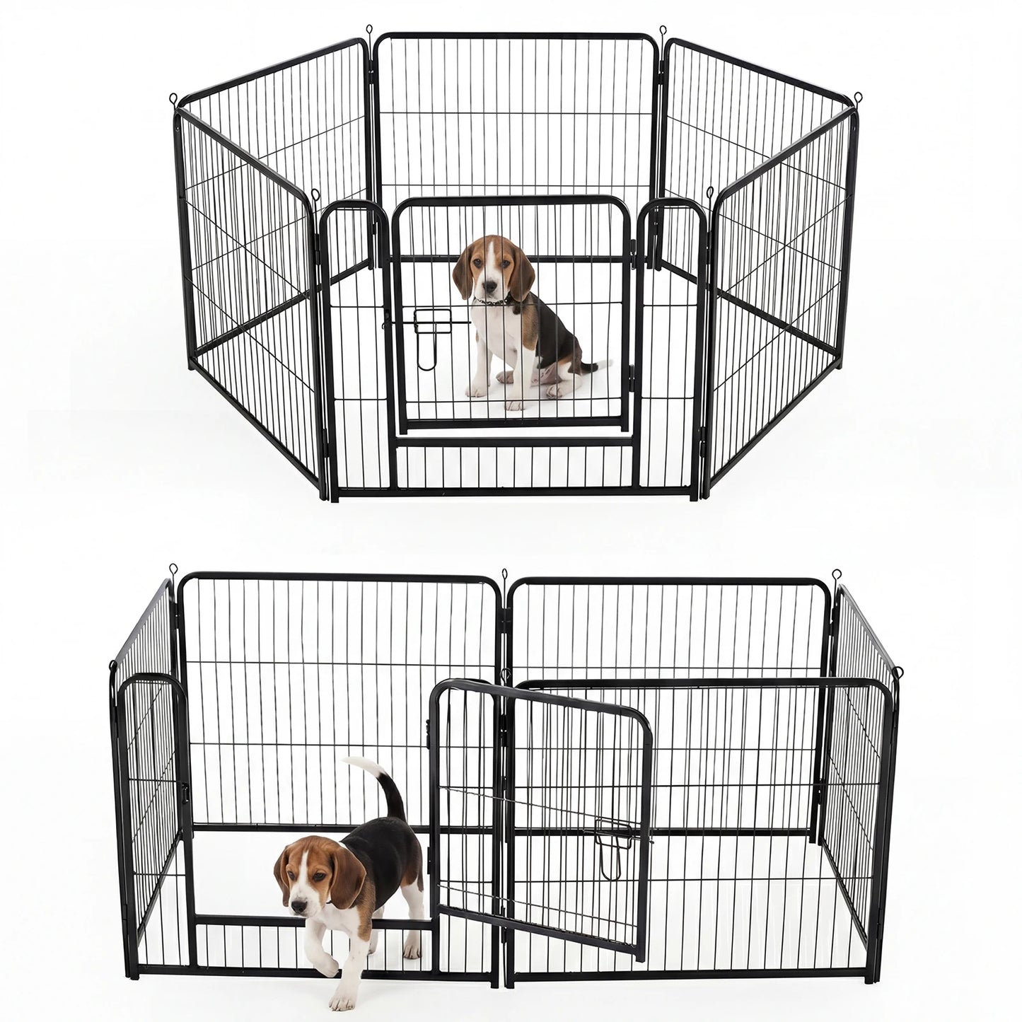 JHK 6 Panels Metal Dog Playpen Pet Fence 24 Inch to 40 Inch Foldable Large Dog Puppy Exercise for Yard Gate Camping Outdoor - Louie's Joint 