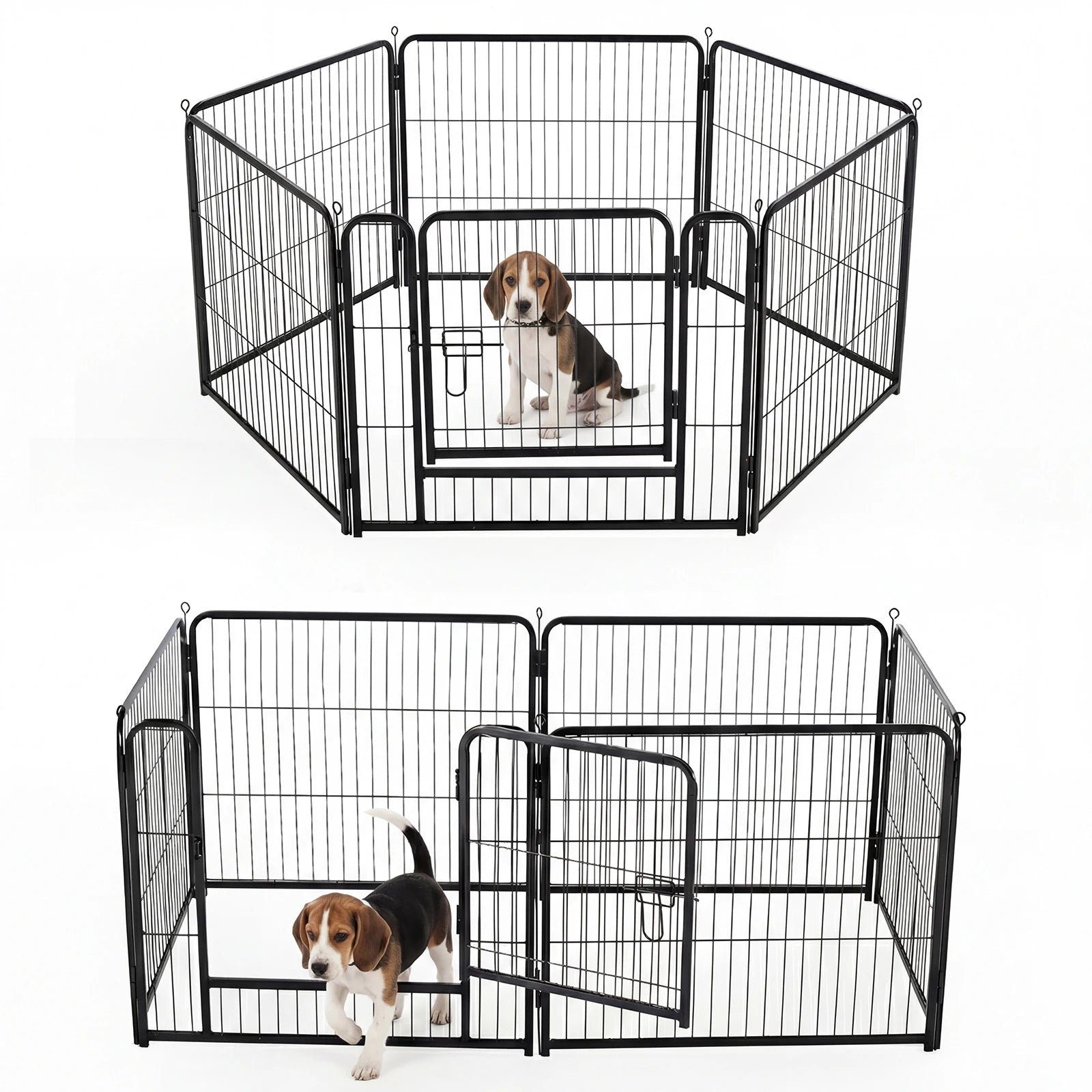 JHK 6 Panels Metal Dog Playpen Pet Fence 24 Inch to 40 Inch Foldable Large Dog Puppy Exercise for Yard Gate Camping Outdoor - Louie's Joint 