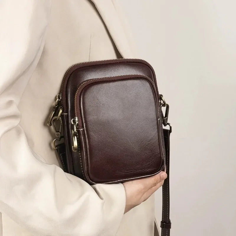 Genuine Leather Handbag For Women Crossbody Tote With Phone Pocket