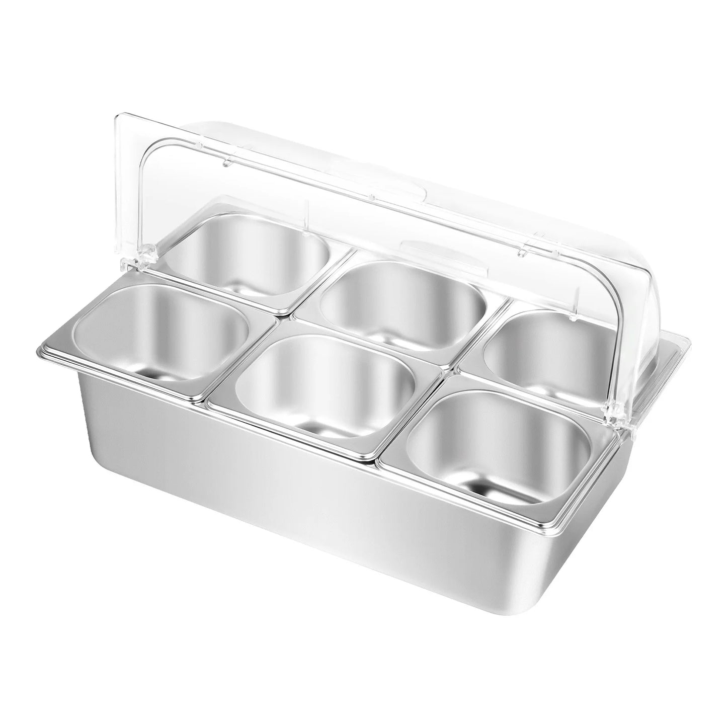 Bymaocar Countertop 6 Pan Condiment Dispenser Buffet Tray