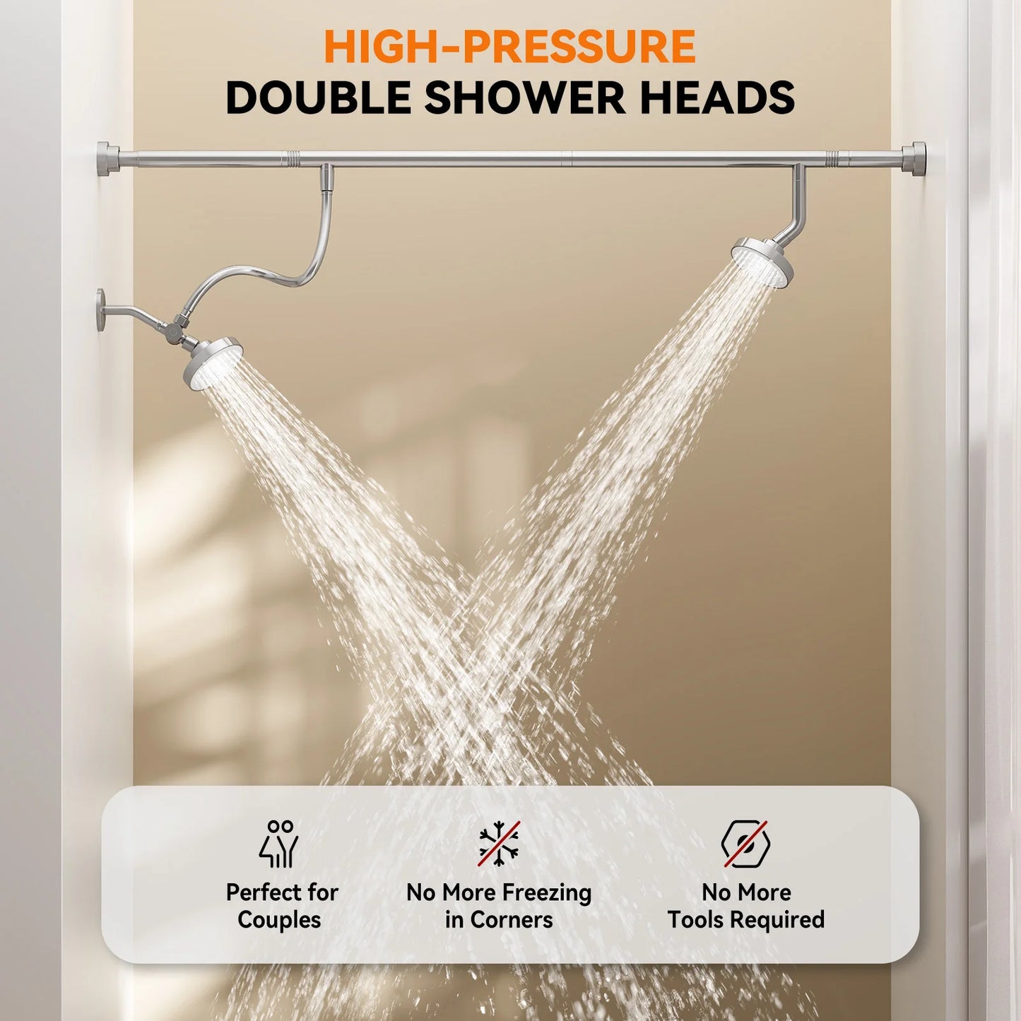 Tandem Shower Head For Couples Dual Shower Head System
