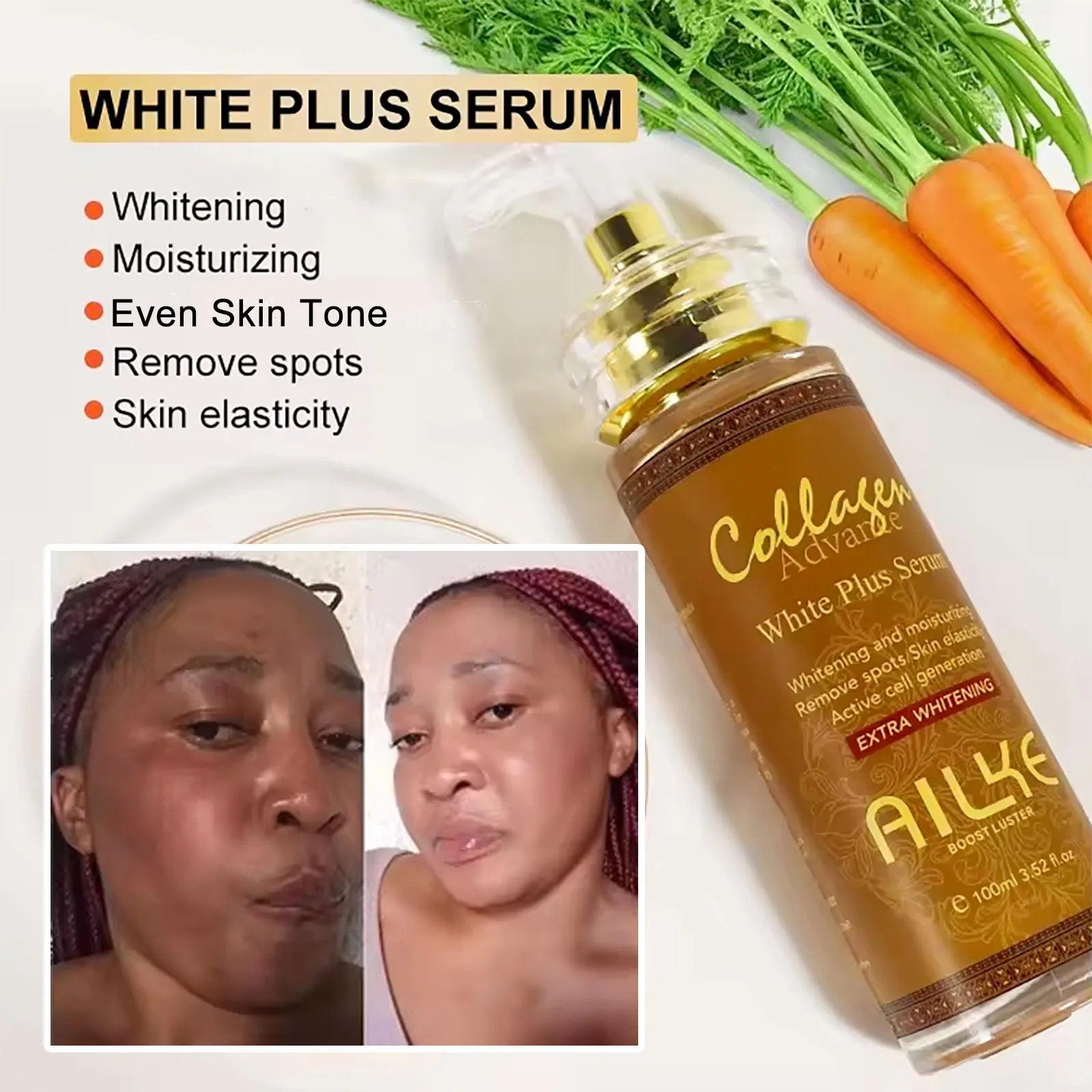 AILKE Skin Whitening Face Serum, Reduce Spots, Moisturizing, Even Skin Tone, With Organic Collagen, Skin Lightening Body Serum - Louie's Joint 