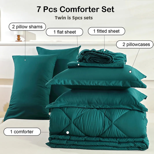EasYum Seven Piece Bedding Set 100 Percent Polyester Comforter